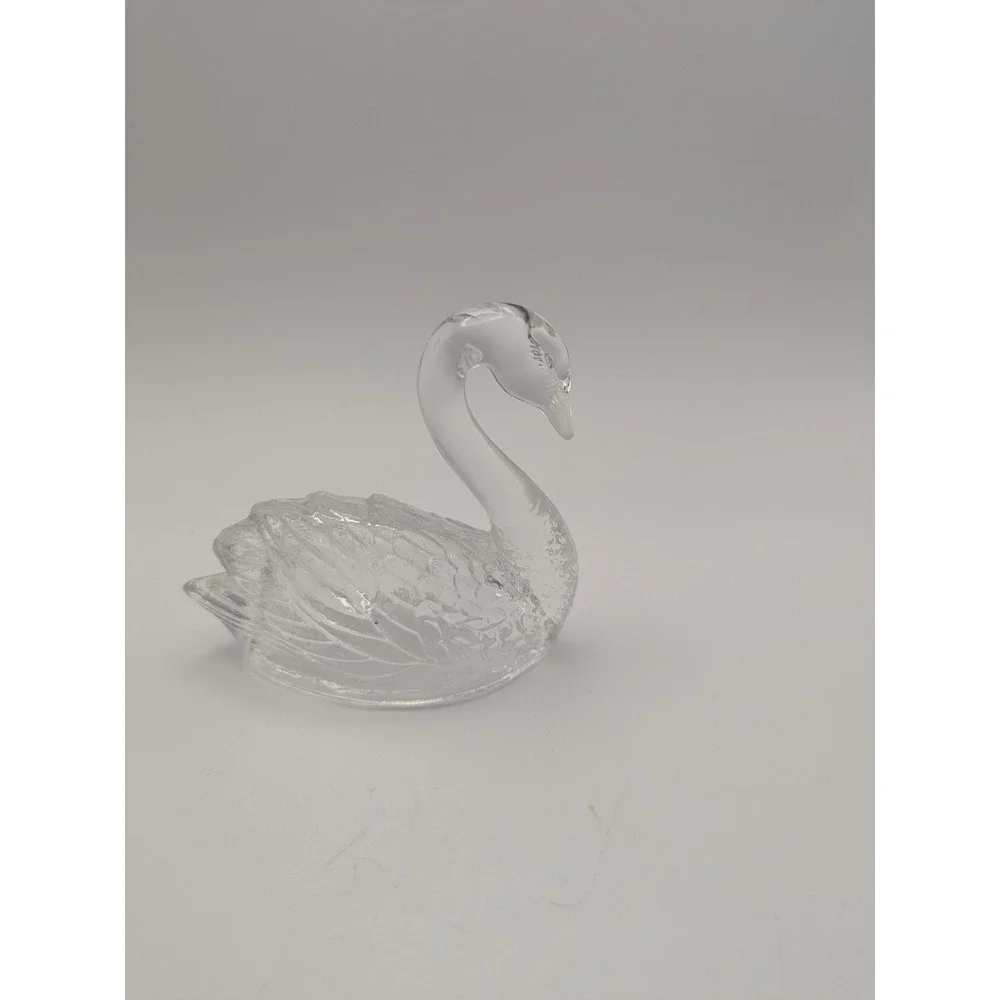 Clear Glass Swan Figurine Trinket Dish‎ Lid ONLY 3.5